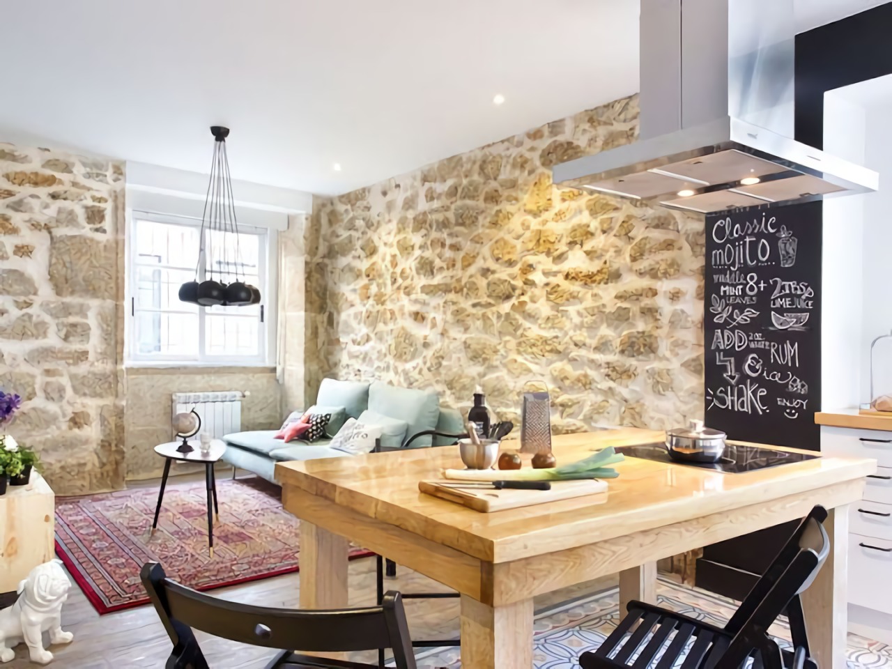 Desain dapur dinding batu gaya modern